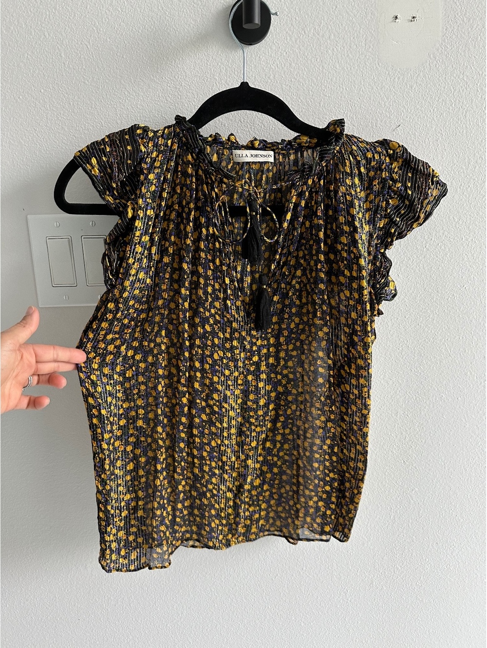 Ulla Johnson Doria Metallic Floral-print Silk Top